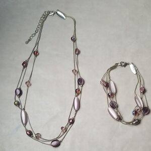 Pink And Purple NY Multistrand Bracelet And Necklace